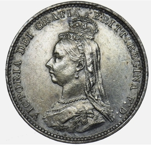 イギリス 英国 1887年 3ペンス銀貨 ビクトリア