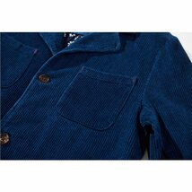 レトロ 藍染 13oz コーデュロイジャケット 天然インディゴ ワークジャケット indigo パッチワーク ブレザー 綿100% 厚手 濃紺 XL_画像5