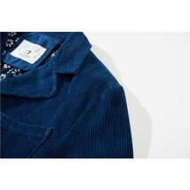 レトロ 藍染 13oz コーデュロイジャケット 天然インディゴ ワークジャケット indigo パッチワーク ブレザー 綿100% 厚手 濃紺 M_画像6