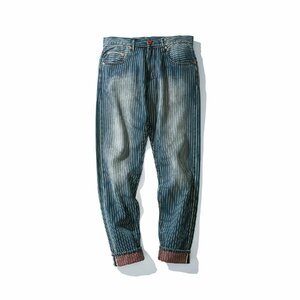 アメカジ 13.5oz デニム パンツ ジーンズ ストライプ レトロ 赤耳 カジュアルパンツ メンズ ウォッシュ加工 ウエスト82