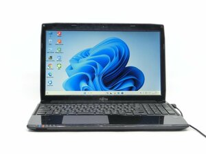 Win11H/カメラ内蔵/中古/15.6型/ノートPC/SSD256/8GB/4世代i3/FMV　AH45/R　 　新品無線マウス　　HDMI/USB3.0　WPS office2搭載