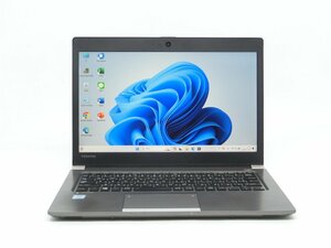 2018年モデル/WEBカメラ/薄い/軽量/中古/13型/ノートPC/Windows11/爆速SSD256/8GB/6世代i7/TOSHIBA　R63/F　HDMI USB3.0 WPS office2搭載