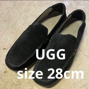 UGGアグスウェードローファースリッポンドレスシューズ革靴黒ブラック28cm