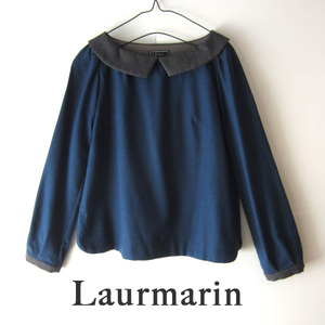 美品　Laurmarin／ルールマラン★　横広の襟が可愛いウールブラウス　メルローズ　