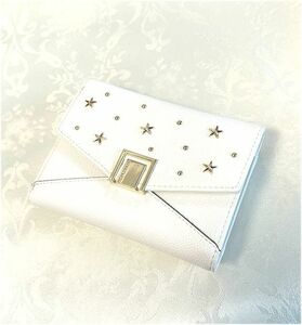 Samanthavega Samantha Vega ★ коробочный кошелек / Bi -Fold Wallet / Gama Port Type / Gold Star, Off -Whyite ★ неиспользованный