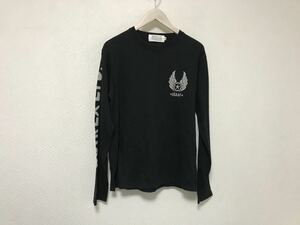 本物アヴィレックスAVIREXコットンプリント長袖TシャツロンTメンズサーフアメカジビジネススーツM黒ブラック