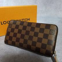 【良好】　LOUIS VUITTON　ルイヴィトン　正規品　本革　レザー　ダミエ　ジッピーウォレット　ラウンドファスナー長財布　N60015　LD11C_画像2