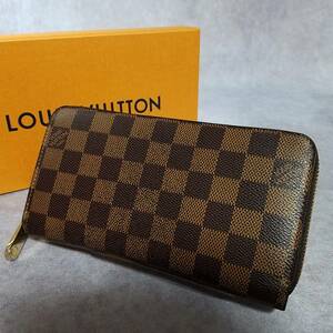 【良好】　LOUIS VUITTON　ルイヴィトン　正規品　本革　レザー　ダミエ　ジッピーウォレット　ラウンドファスナー長財布　N60015　LD11C