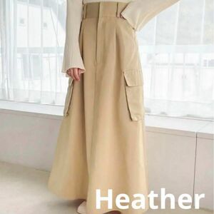 Heather ヘザー　ミリタリーフレアジャンスカ ワンピース スカート ロング ロングスカート