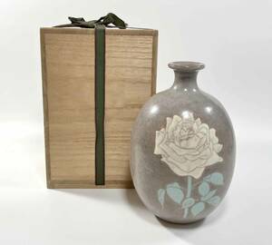 ●伊東慶●象嵌薔薇 壺 共箱●花瓶 陶器 骨董