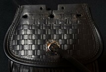 HARLEY-DAVIDSON 純正 FLSTS ヘリテイジ スプリンガー マッドフラップ LEATHER MUD FLAP BLACK TRIM エボ フロントフェンダー リア _画像2