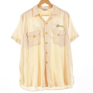 古着 ～70年代 SewiceBowlingShirt バックプリント オープンカラー レーヨンボウリングシャツ メンズL ヴィンテージ /eaa268507 【LP2311】