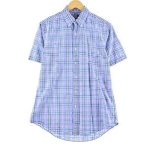 古着 ラルフローレン Ralph Lauren CUSTOM FIT 半袖 ボタンダウンチェックシャツ メンズM /eaa270141 【LP2311】