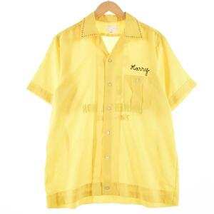 古着 70年代 SewiceBowlingShirt バックプリント オープンカラー ボウリングシャツ メンズM ヴィンテージ /eaa268978 【LP2311】