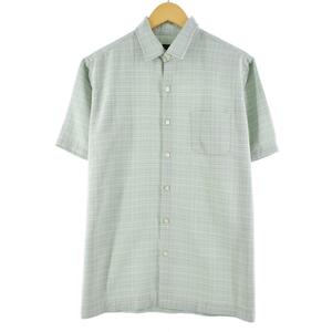 古着 VANHEUSEN チェック柄半袖 レーヨンシャツ メンズL /eaa270185 【LP2311】