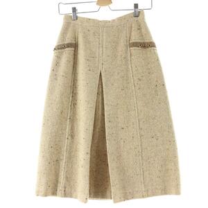  wool half height pleated skirt lady's M /eaa120558 [LP2311]