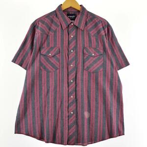 古着 ラングラー Wrangler WESTERN SHIRTS ストライプ柄 半袖 ウエスタンシャツ メンズL /eaa252539 【LP2311】