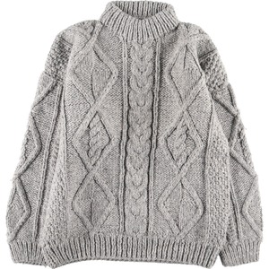 古着 ARTESANIA HAND KNIT ハンドニット ケーブル編み エクアドルニットセーター メンズM /eaa387258