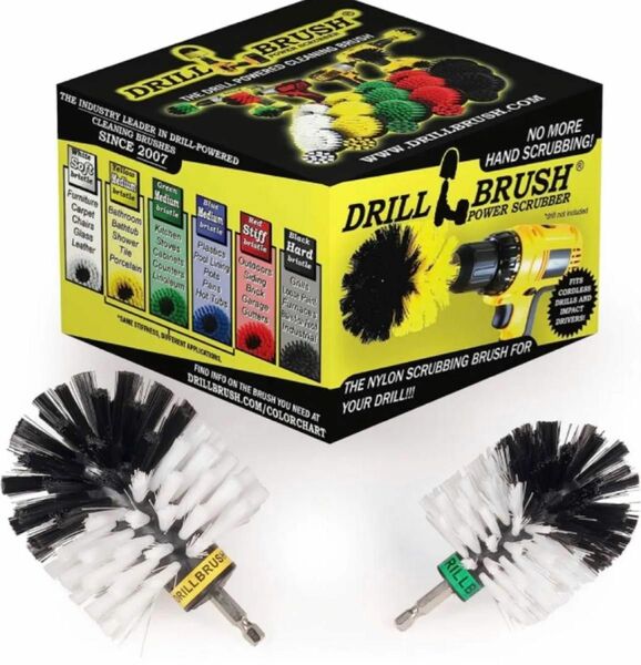 【Drillbrush】2点セット 大人気 硬い毛 ドリル搭載 デッキ スクラブブラシ ドリルブラシ 洗車 クリーニング