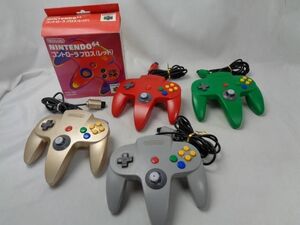 【同梱可】中古品 ゲーム NINTENDO 64 アクセサリ-・周辺機器 NUS-005 コントローラー ゴールド グリーン レッド グ