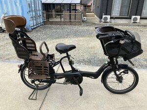 K10　中古電動アシスト自転車 1円売切り！ 現状のまま ヤマハ パスキス 茶 前後チャイルドシート付き 配送エリア内は送料3800円でお届