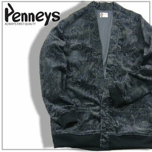 新品 【PENNEYS / ペニーズ】 ペイズリー コーデュロイ 秋冬春 カーディガン L ヴィンテージ ライク SPORTS CARDIGAN ★352299 ゆったり目