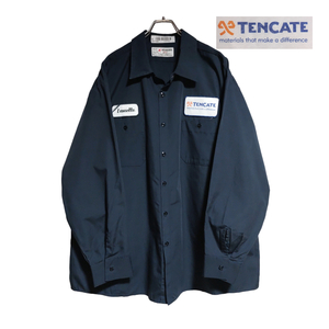 ARAMARK 長袖ワークシャツ size 2XL オーバーサイズ ネイビー ゆうパケットポスト可 胸 ワッペン TENCATE 古着 洗濯 プレス済 a76