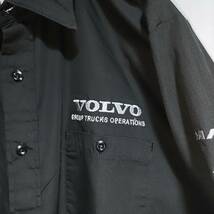 USA製 DeMOULIN 長袖ワークシャツ size XL オーバーサイズ ブラック ゆうパケットポスト可 胸 袖 ロゴ 刺繍 VOLVO 古着 洗濯 プレス済 a55_画像3