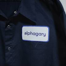 aramark 長袖ワークシャツ sizeXL オーバーサイズ ネイビー 綿100％ ゆうパケットポスト可 胸 ワッペン alphagary 古着 洗濯 プレス済 a60_画像3