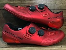 HD374 シマノ SHIMANO エスファイア S-PHYRE RC9 SHRC902M ビンディングシューズ SPD-SL EU44 赤_画像3