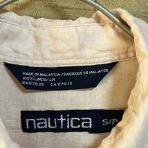 NAUTICAノーティカ　ボタンダウン 半袖シャツ　リネンシャツ　ワンポイントロゴ刺繍　サイズS_画像4