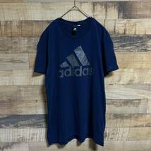 adidasアディダス　半袖Tシャツ　ビッグロゴプリント　ネイビー　サイズM_画像5