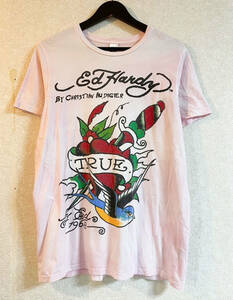 Ed Hardy｜エドハーディー　半袖　Tシャツ　タトゥー　タイダイ　ピンク系　Mサイズ