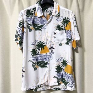 nano・universe ナノユニバース 総柄 半袖 レーヨン シャツ M