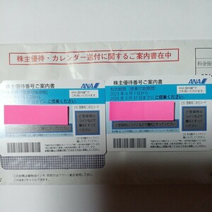 ＊全日空ANA株主優待券２枚組　航空運賃片道半額２枚で往復半額　有効期限2024年5月31日