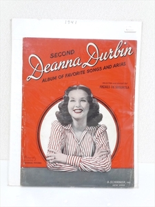 1941年 ビンテージ SECOND Deanna Durbin 楽譜 51ページ USA製 英記 10曲集 ALBUM OF FAVORITE SONGS AND ARIAS 本 ディスプレイ アート