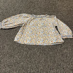 ◇juo 長袖カットソー 90cm ブラウス 小花柄　茶青