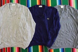 KNT-PICK6 ラコステ LACOSTE Vネックニットセーター ワンポイント￥1～ビンテージUS古着卸大量セット業者まとめ売り