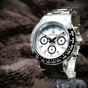 リラックス 王冠ロゴ D7-S カスタム腕時計 クロノ 爆発的な人気のあるモデルの一つ御時計 白文字盤 所ジョージ
