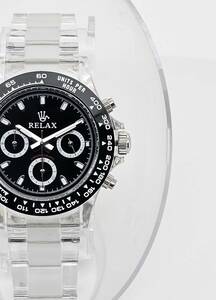 リラックス 王冠ロゴ 腕時計 クロノ 爆発的な人気のあるモデルの一つ御時計 黒文字盤 所ジョージ D8