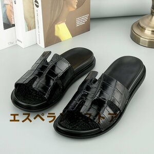 [es propeller n The store ] size selection possible wani leather crocodile original leather sandals men's sandals slippers outdoor casual black 