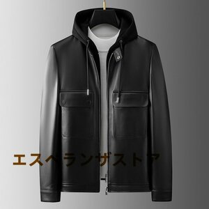 [エスペランザストア]羊皮 メンズ 革ジャン レザージャケット 男性のジャケット ライダース バイクウエア コート 秋と冬 オートバイ XL～5X