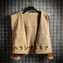 [エスペランザストア]ムートンコート メンズ 毛皮 ファー フライトジャケット 刺繍 アウター ジャンバーブルゾン 厚手 防寒 ブラウン M~5XL_画像2