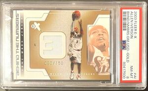 【 150枚限定 JSY Gold 】Allen Iverson 2003-04 Fleer EX Behind The Numbers Jersey Gold Parallel /150 PSA 8 アイバーソン 76ers NBA