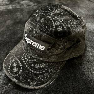 Supreme Velvet Paisley Camp Cap Black シュプリーム ベルベット ペイズリー キャンプ キャップ ブラック ベロア バンダナ柄