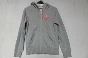 le coq sportif/ Le Coq s Porte .f/ long sleeve parka / sweat material / front Zip up / pink piping line / gray ./L size (12/6R5)