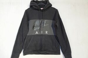 NIKE AIR/ナイキ/長袖パーカ/フーディー/表地スウェット/裏起毛/チャコールグレー切替/ロゴプリント/黒/ブラック/Sサイズ(12/21R5)