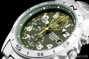 1円 セイコー 正規品 海外モデル SEIKO 緑 グリーン 逆輸入 100m防水 クロノグラフ 新品 腕時計
