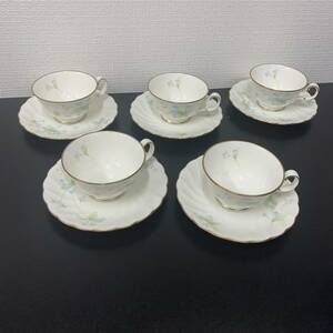 4785 Noritake ノリタケ カップ&ソーサー 5客セット Bone China MORNING TERRACE モーニングテラス 9956 コーヒーカップ ティーカップ 箱付