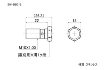 【SWAGE-LINE/スウェッジライン】 4輪ステン バンジョーボルト M10X1.00 L22 シングル 2個入り [SW-BB312]_画像3